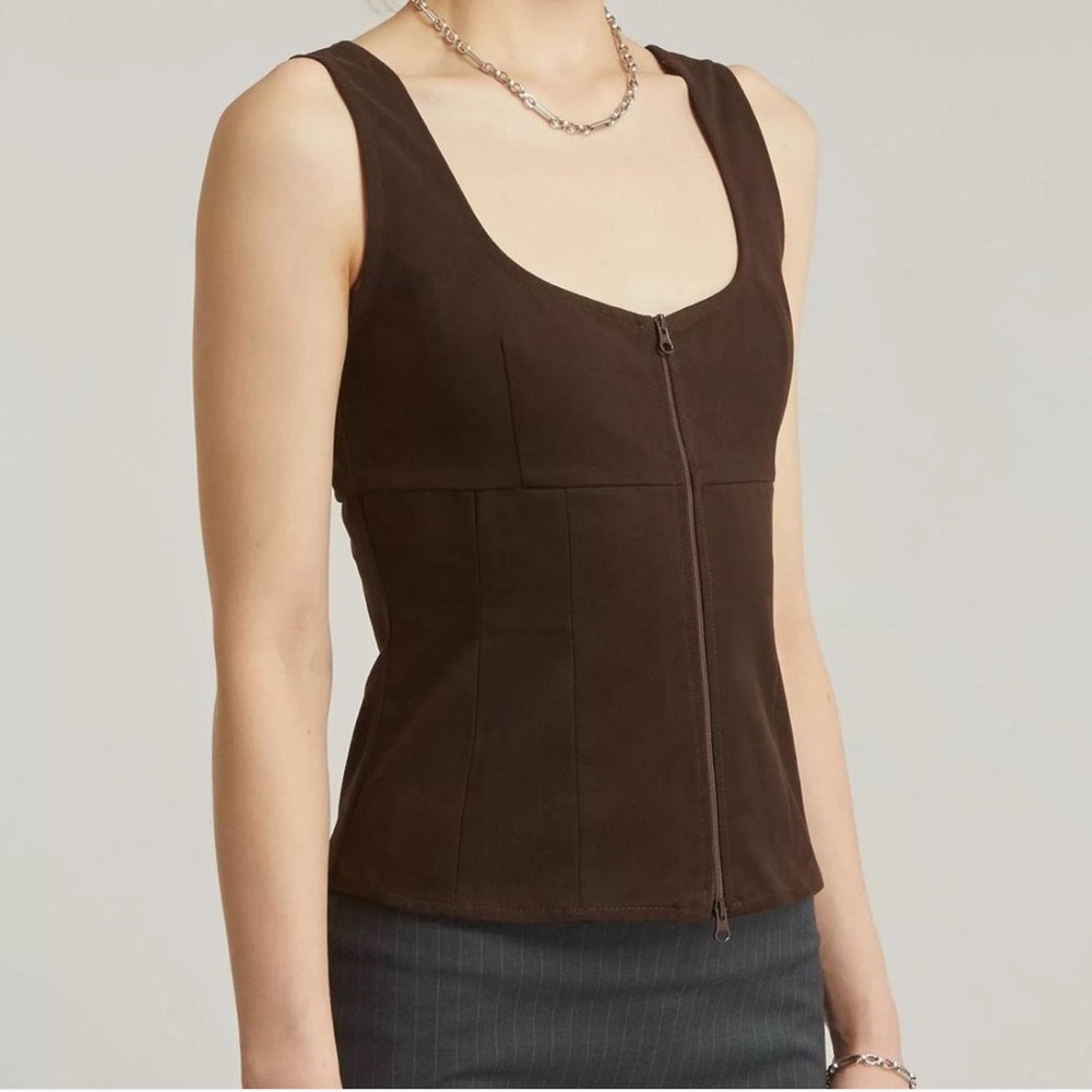Paloma Wool brown zip corset tank top